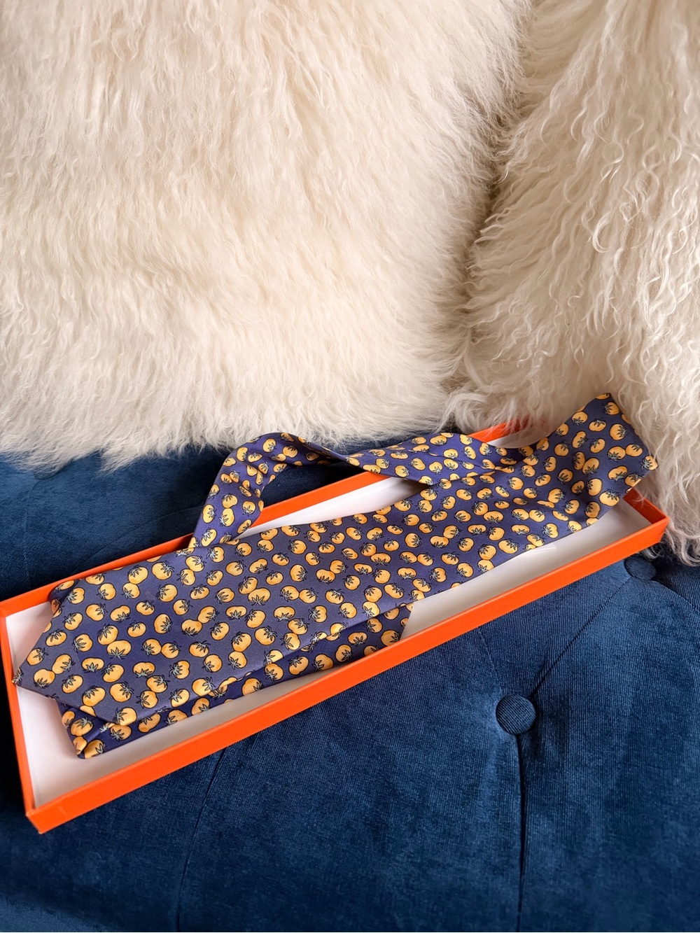 hermes tomato print tie full set